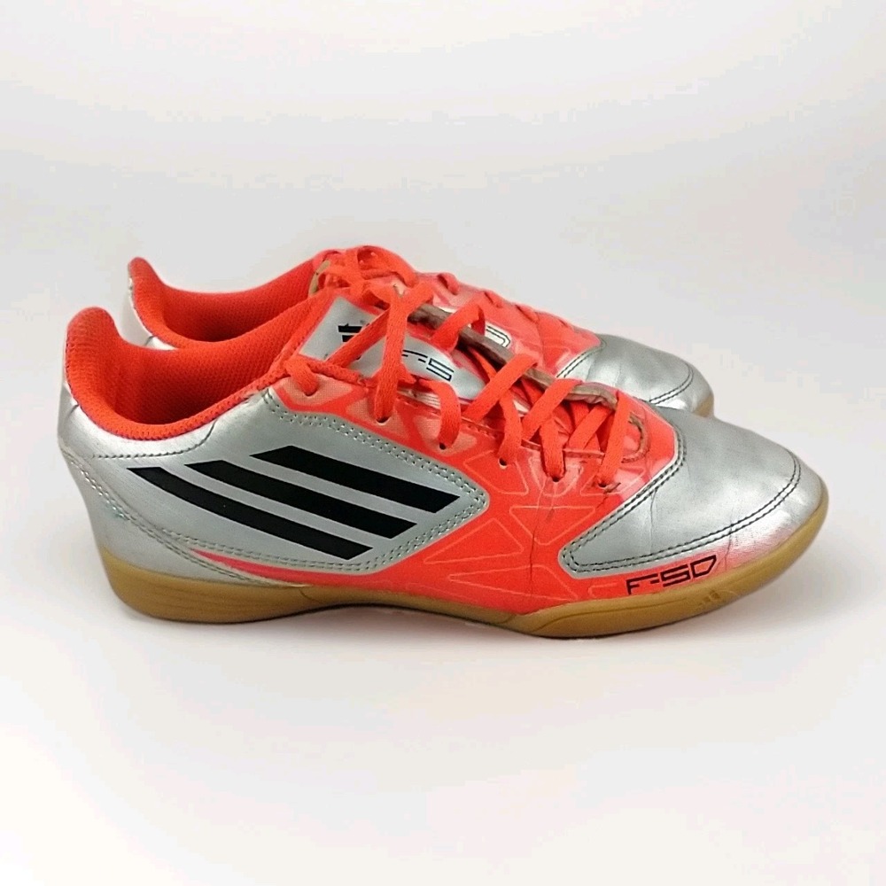 Adidas F50 Kids‎ Indoor Soccer Shoes Silver Infrared G61515 Size 5.5 US